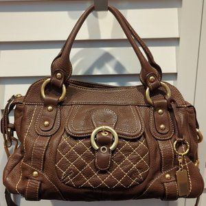 Brown Pebble Leather Stitched Purse By LUCE
